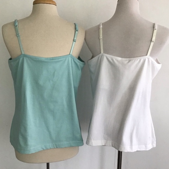 Faded Glory Plus Sz Built in Bra Basic Bra Tank 2 Lot White/Clearly Aqua 18W/20W - Picture 2 of 5